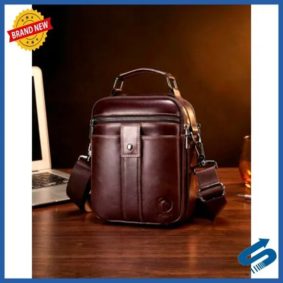 Vintage Leather Crossbody Bag Adjustable Strap Multiple Compartments